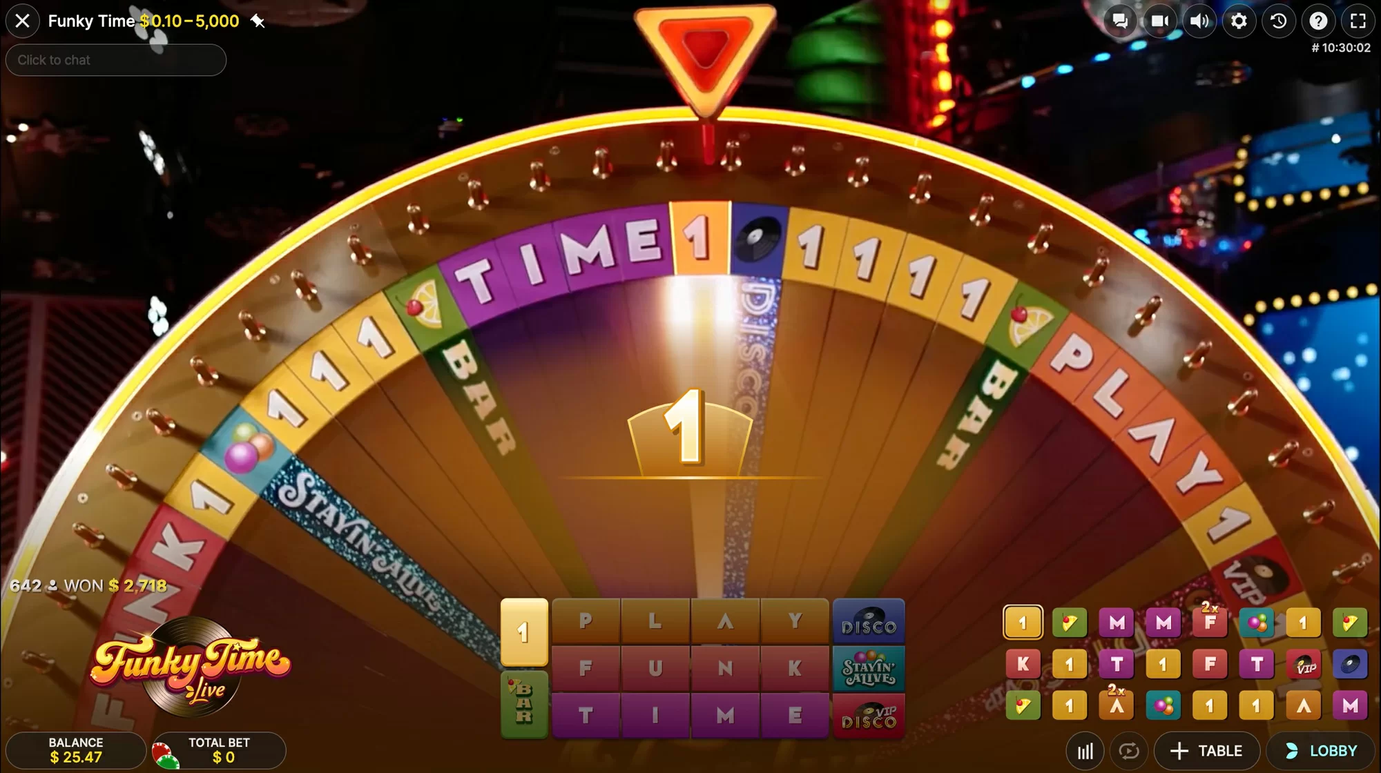 Interface de jeu funky time